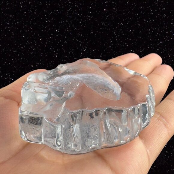 Vintage Clear Sweden Art Glass Paperweight Polar Bear Figurine Flat Side Swedish - Picture 4 of 16
